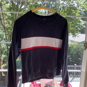 brandy melville navy red and white crew neck
